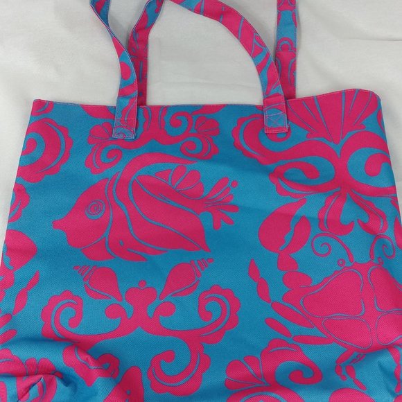 Blue Pink Beach Shells Nautical Shopping Tote - Picture 4 of 5